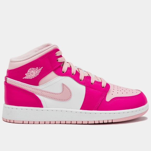 Air Jordan 1 Retro Mid Medium Soft Pink Grade School Lifestyle Shoes - Picture 9 of 16